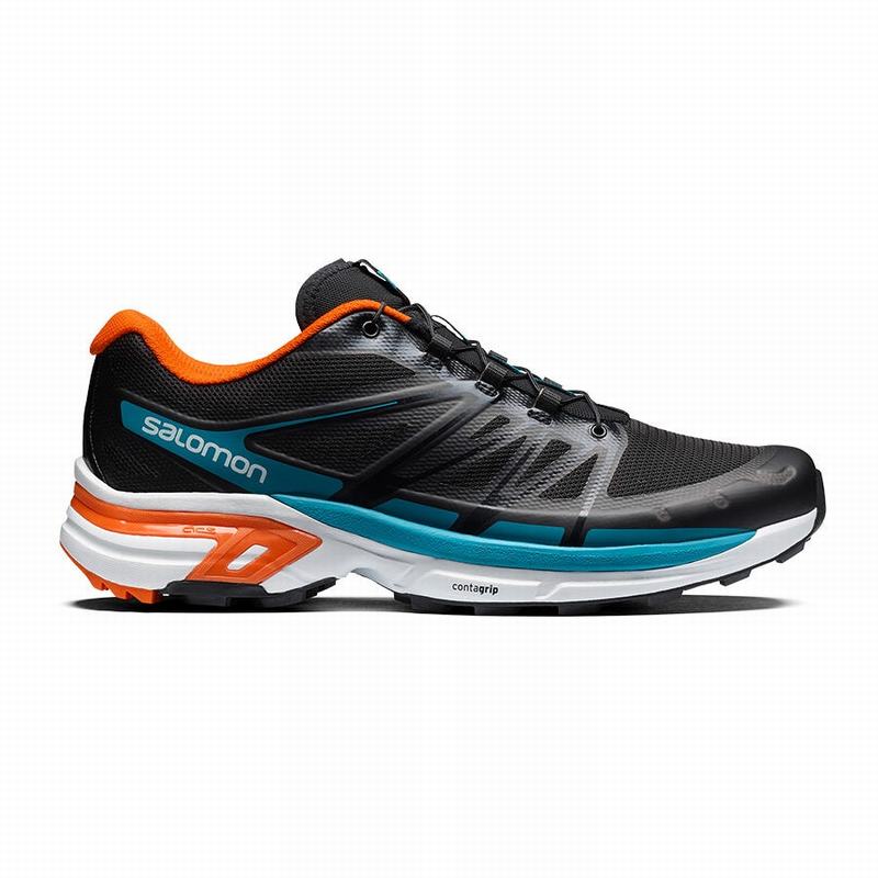 Salomon Singapore Mens Trail Running Shoes - XT-WINGS 2 Black/Blue | 15960-TDEZ